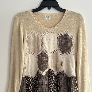 Vintage cream and brown patchwork prairie style dress